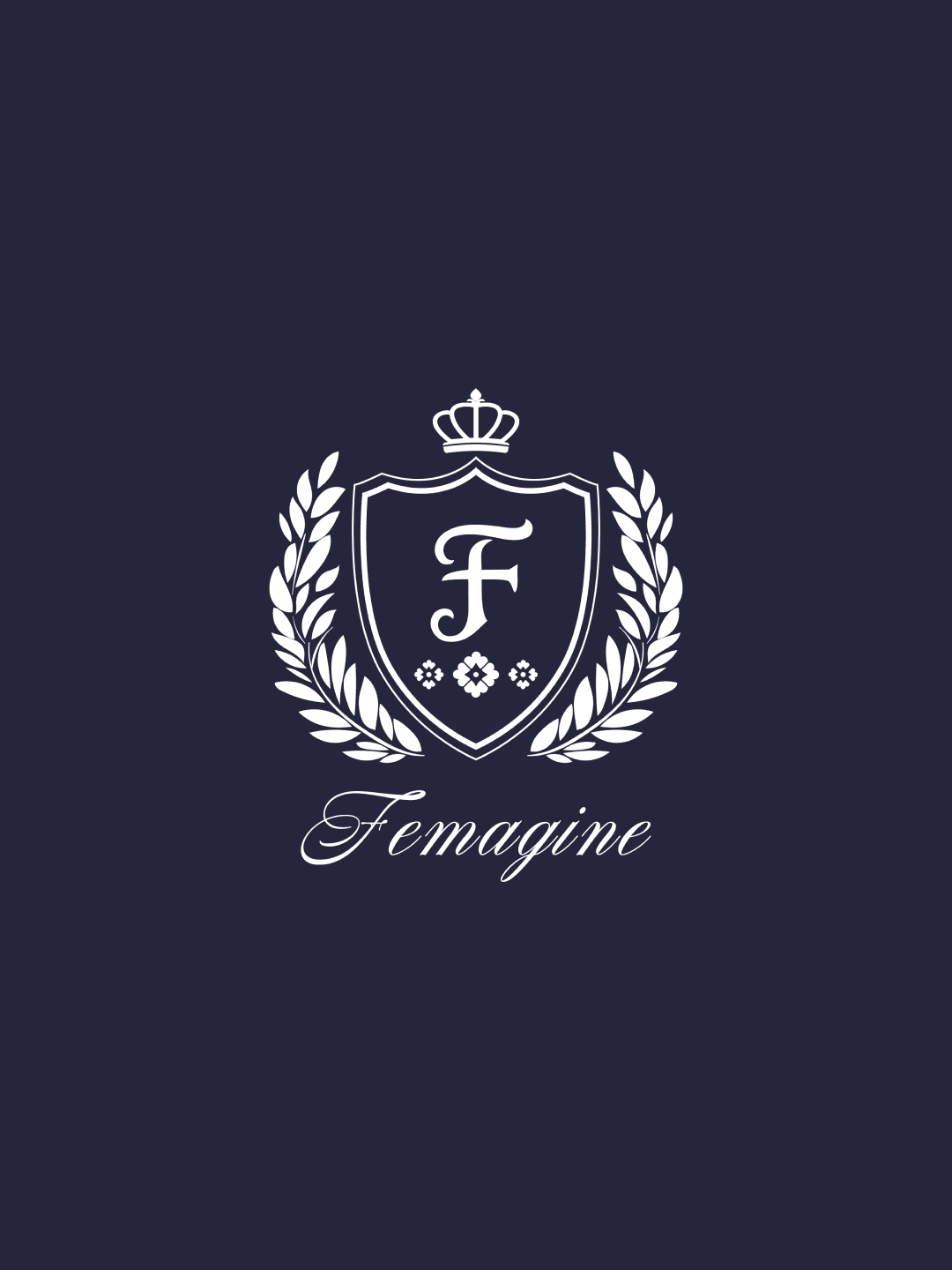 Femagine 크레스트 로고 엠블럼 — 화이트 버전